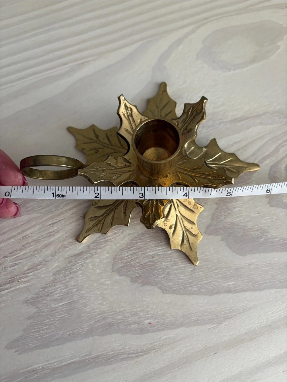 Vintage Brass Leaf Chamberstick Candle Holder Made in India‎ 6